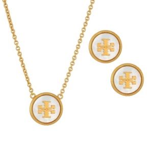 🆕 TORY BURCH • Semiprecious Stone Mother Of Pearl Necklace Earrings Set